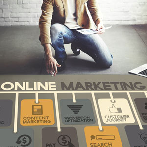 Man working on online marketing plan